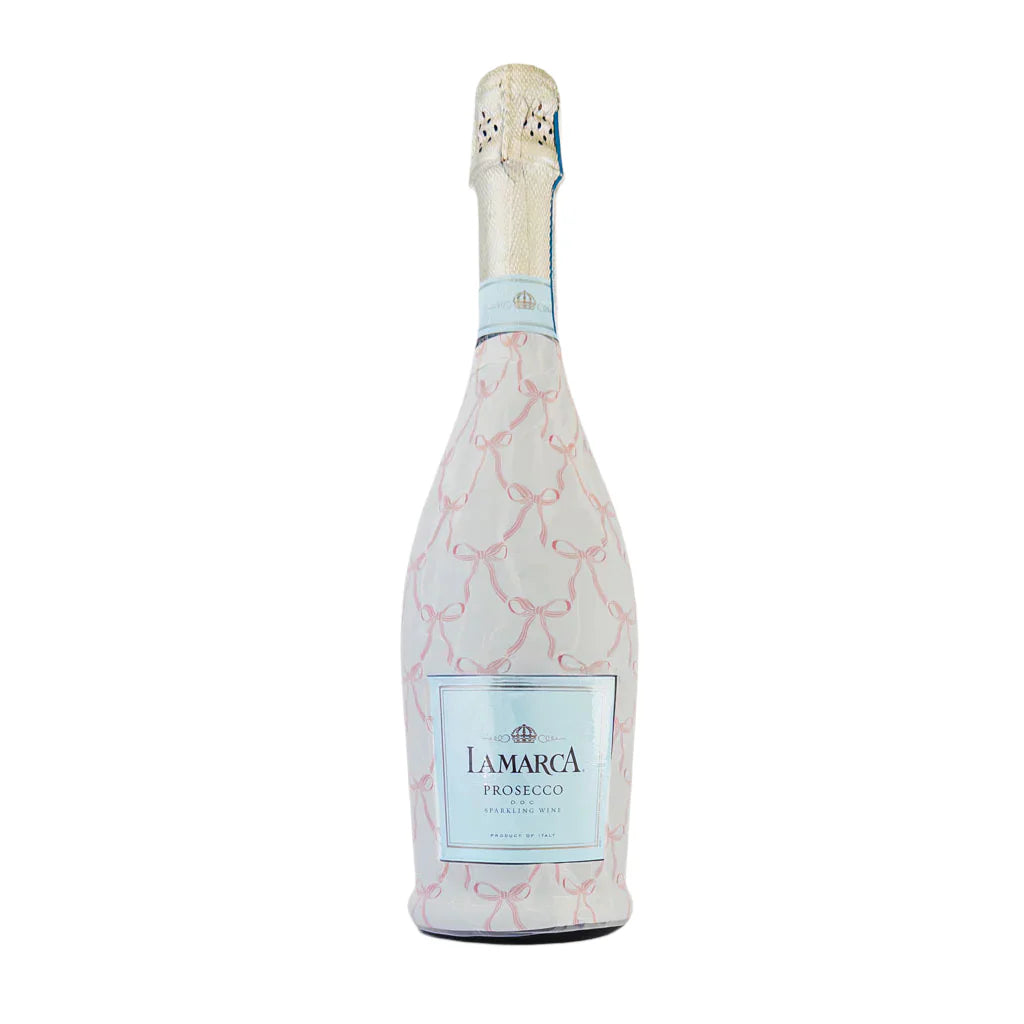 Grandmillenial Pink Bows Prosecco Bottle Wrap