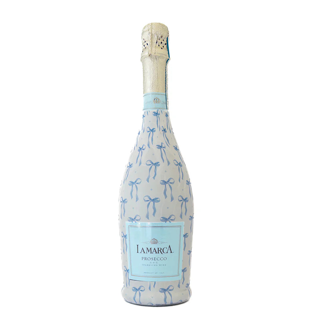 Grandmillenial Blue Bows Prosecco Bottle Wrap