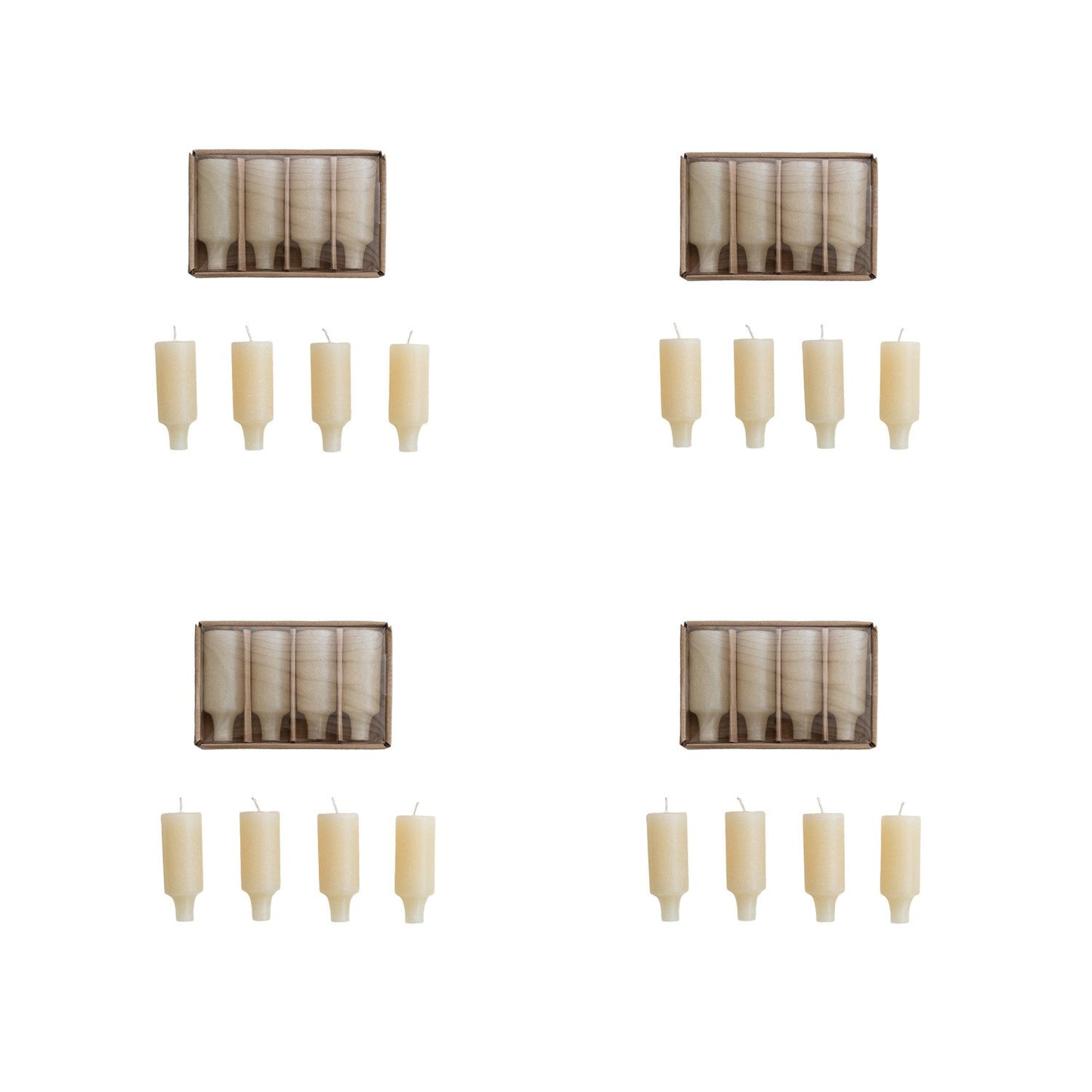 Unscented Bottle Taper Candles in Box, Set of 4