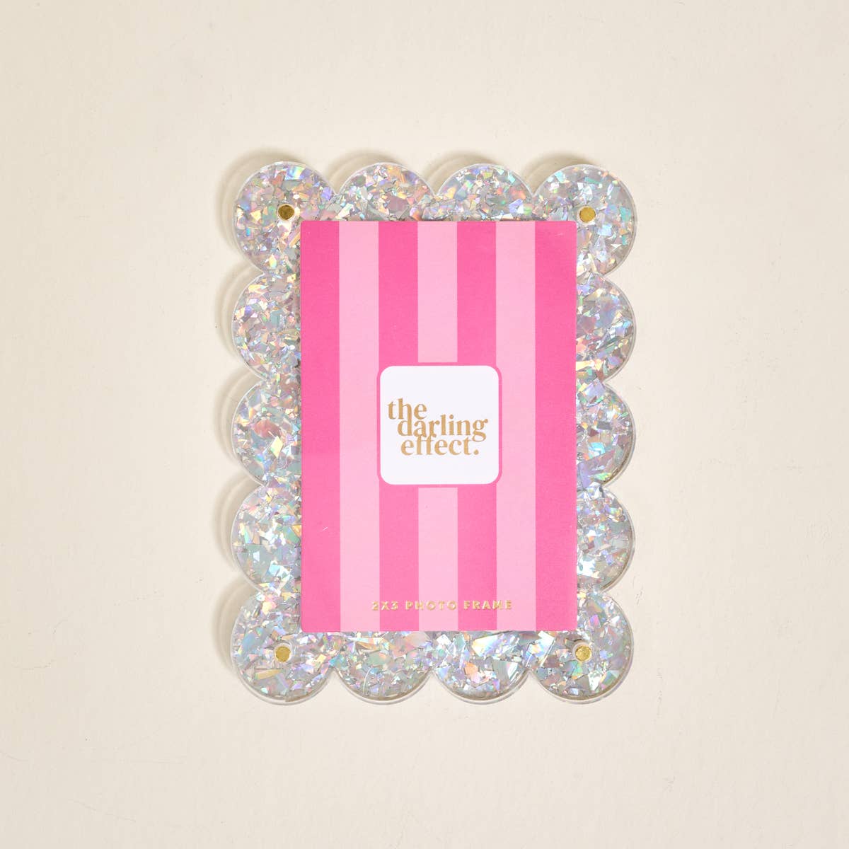 Silver Glitter Scalloped Mini Picture Frame Magnet