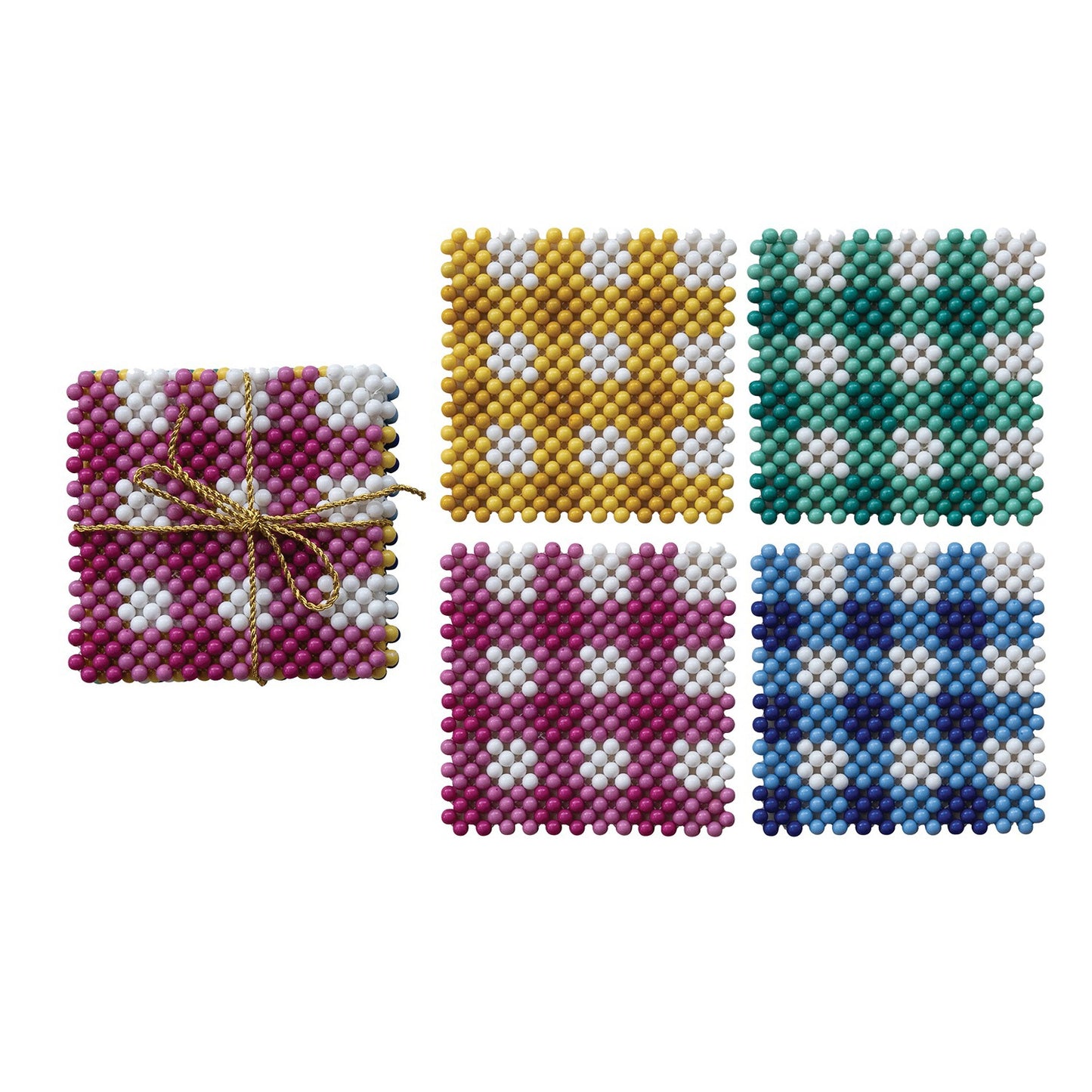 S/4 4"Sq Acrylic Beaded