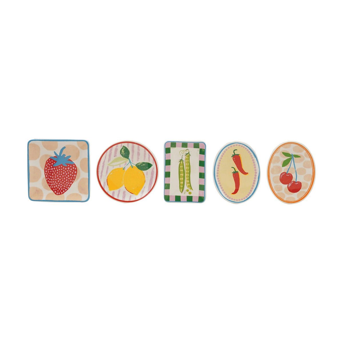 Stoneware Dish W Fruit/Vegetable Image