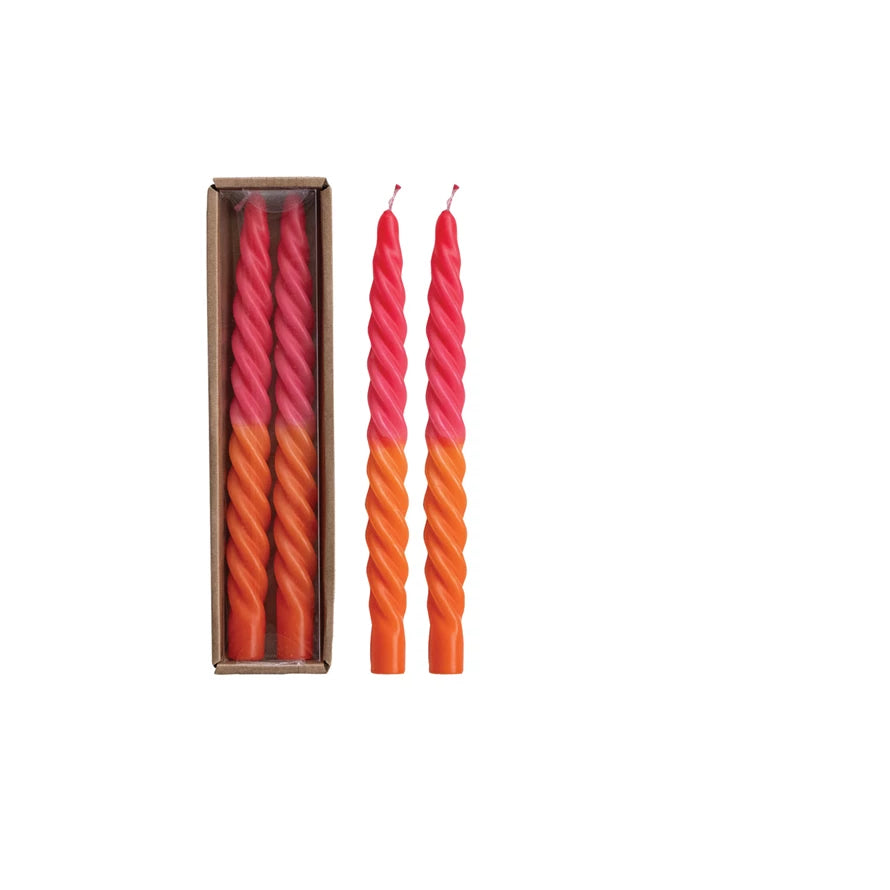 Pink & Orange Twisted Taper Candle