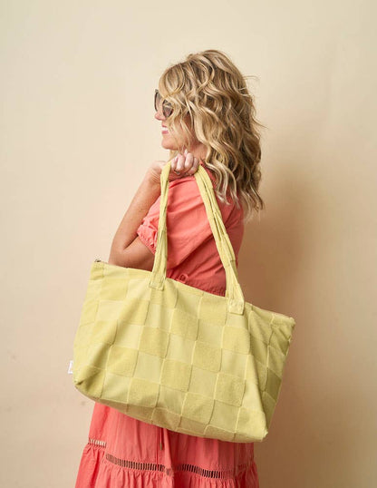 Green Check Terry Tote