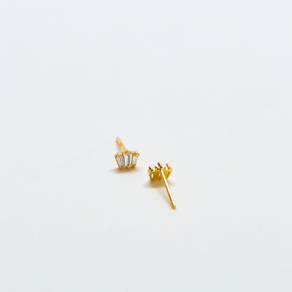 White Trio Baguette Gold Vermeil Studs