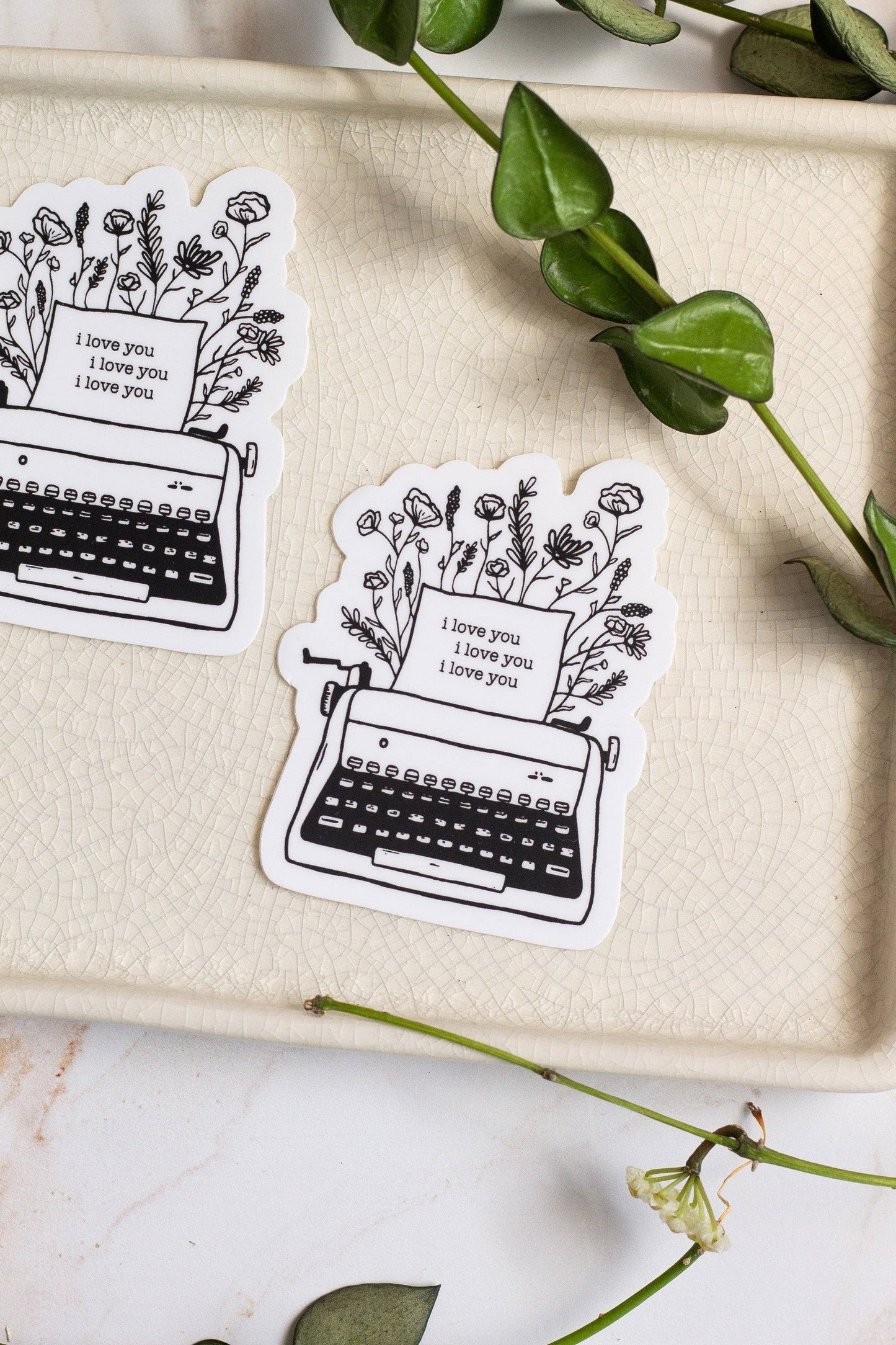 Floral Typewriter Sticker