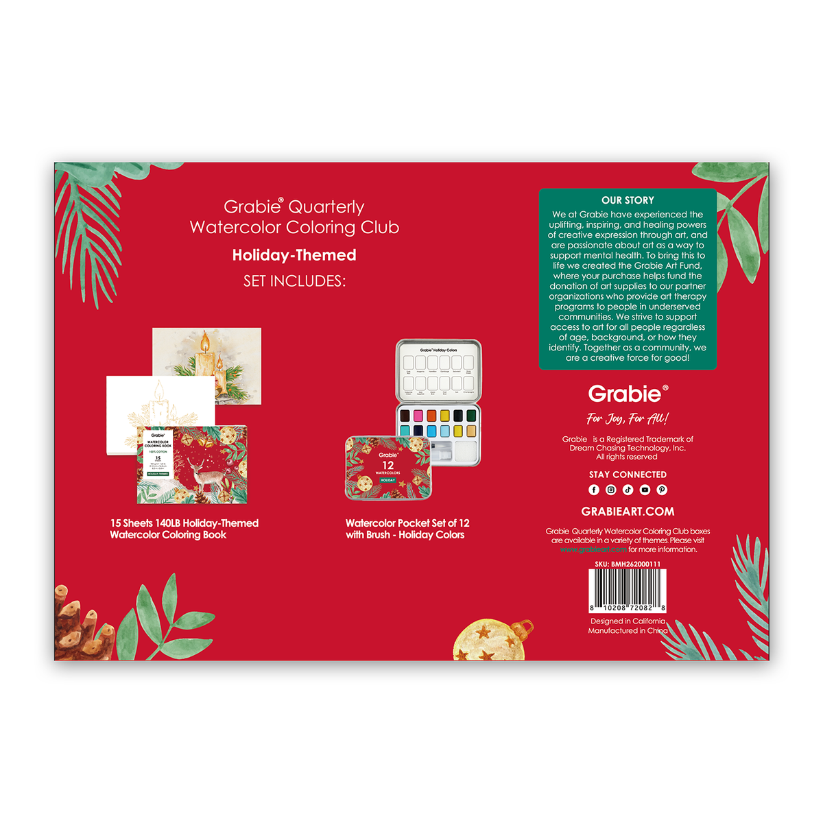 Watercolor Coloring Club Box: Holiday