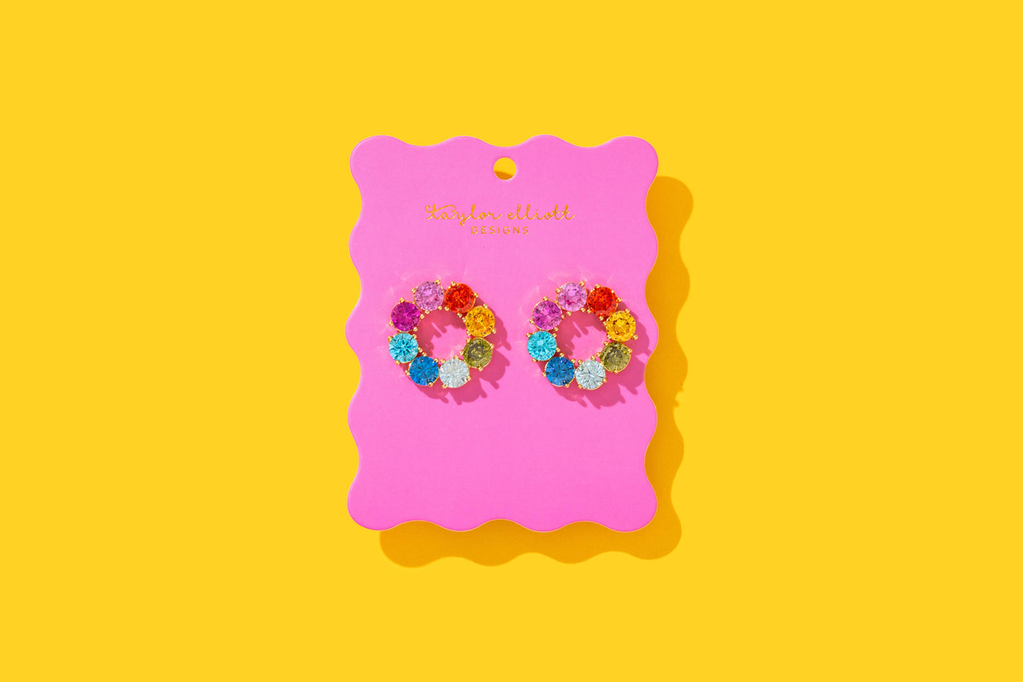 Paige Circles w/ Colorful Gems Drop Earrings