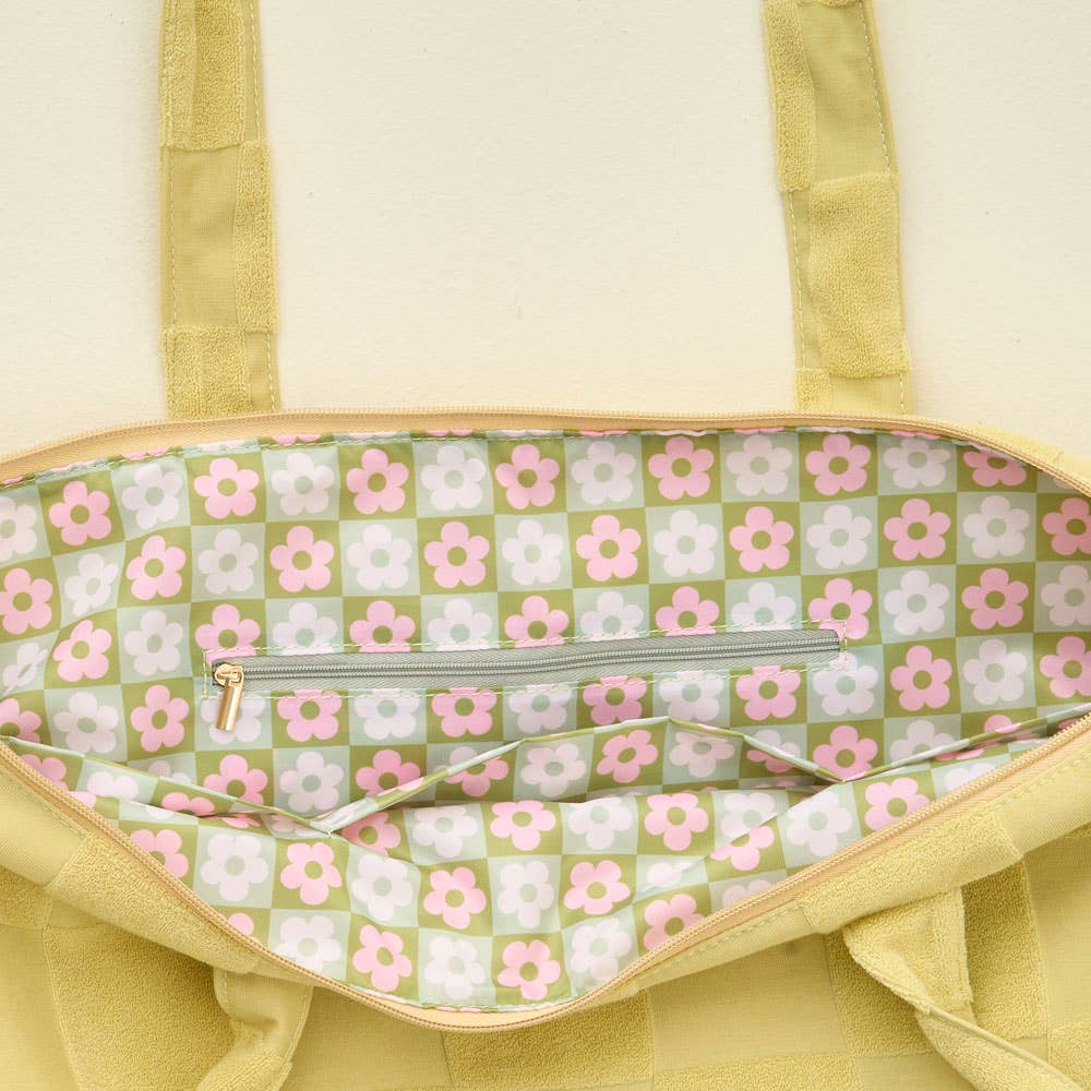 Green Check Terry Tote
