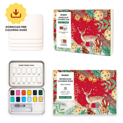 Watercolor Coloring Club Box: Holiday