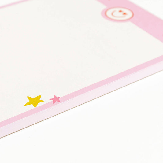 Pink Border Heart Eyes Smiley Notepad