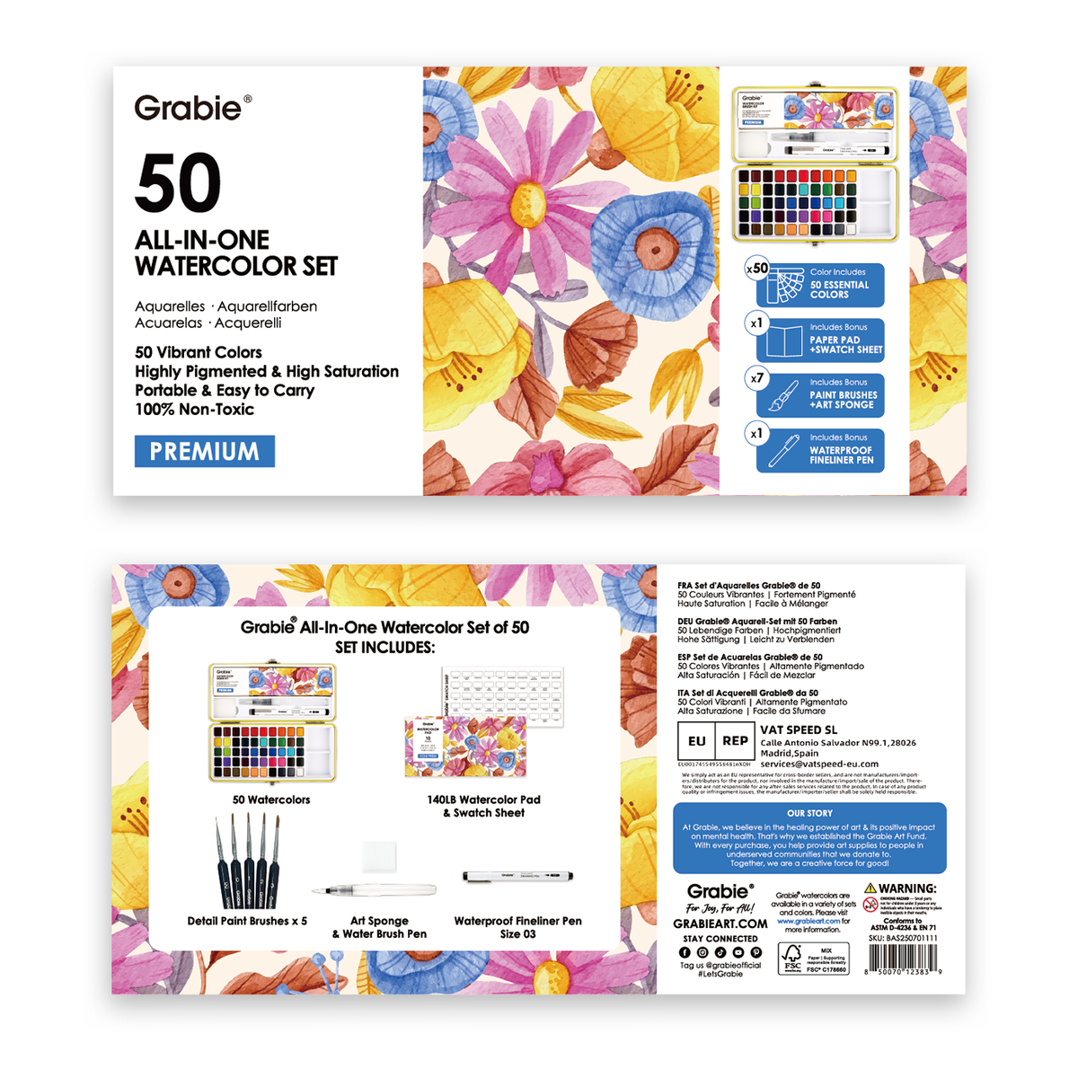 All-In-One Watercolor Set of 50