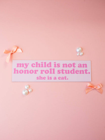 Girl Cat Honor Roll Car Magnet