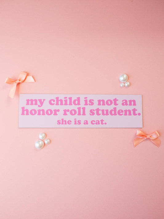 Girl Cat Honor Roll Car Magnet