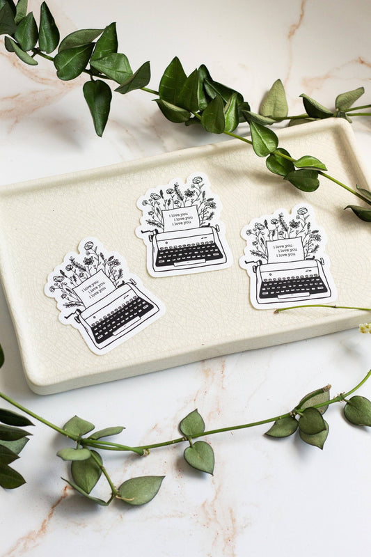 Floral Typewriter Sticker