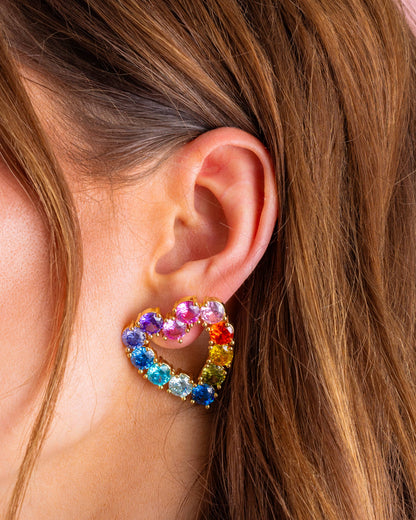 Katie Hearts w/ Colorful Gems Drop Earrings