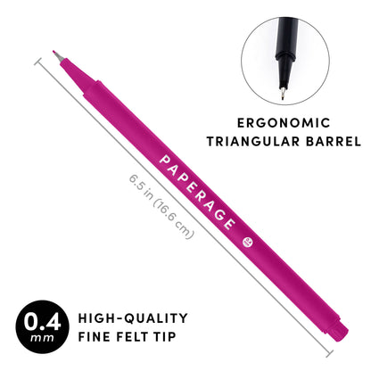 Felt Tip Fine Line Marker Pens With Case | 12 pack