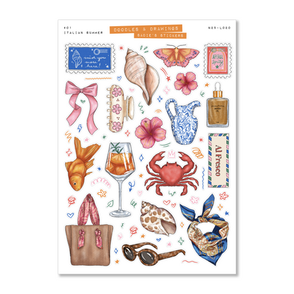 Italian Summer • Doodles & Drawings Deco Sticker Sheet