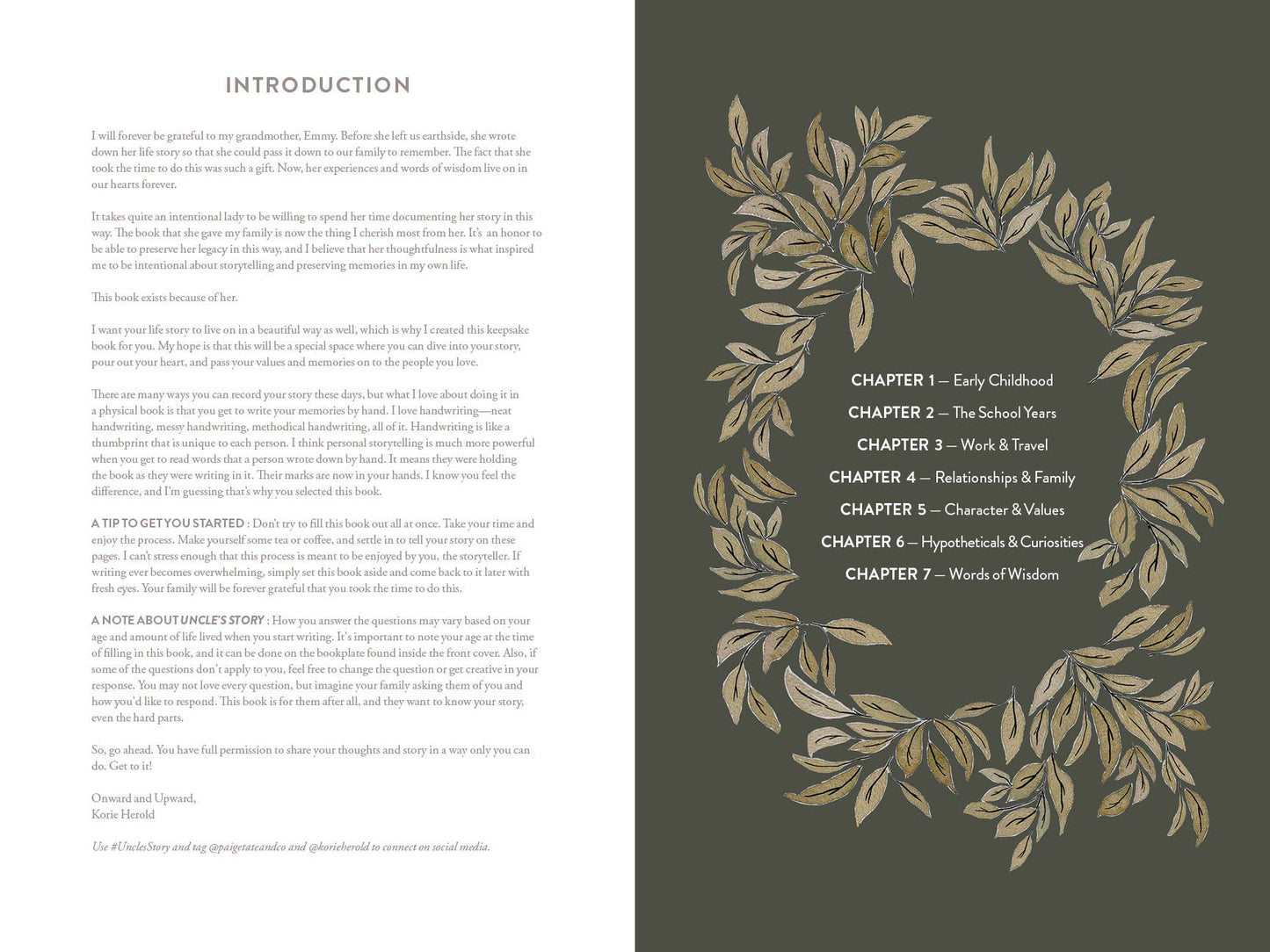 Uncle's Story: A Memory and Keepsake Journal for My Family