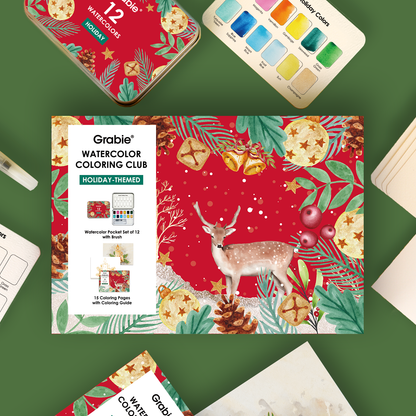 Watercolor Coloring Club Box: Holiday