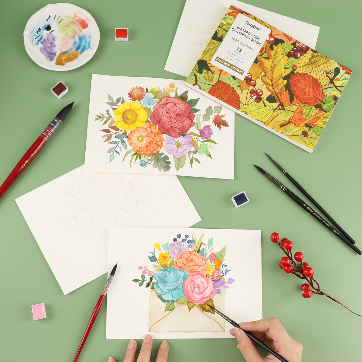 Watercolor Coloring Club Box: Autumn