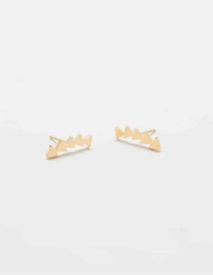 Gold Geometric Triangle Stud Ear Crawlers