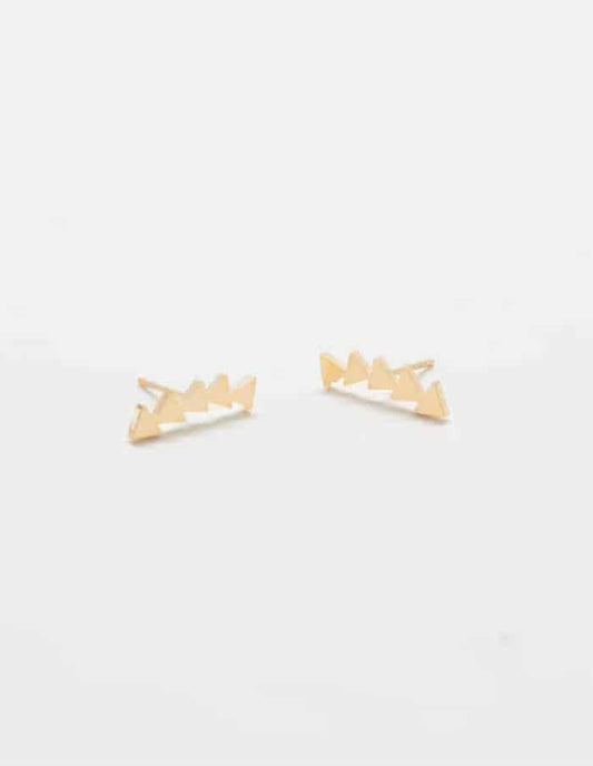 Gold Geometric Triangle Stud Ear Crawlers