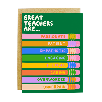 Great Teacher Qualities Greeting Card
