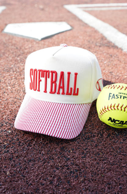 Softball Striped Trucker Hat
