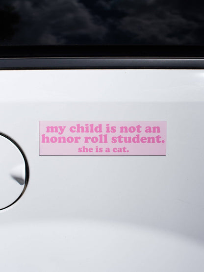 Girl Cat Honor Roll Car Magnet
