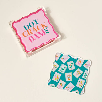 Table Talk Acrylic Coaster Set–It's Mahj Time