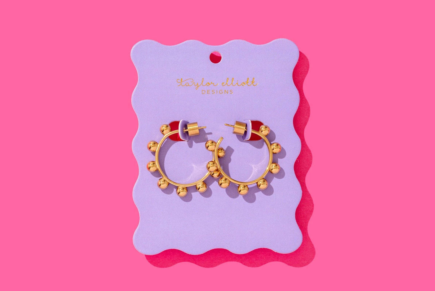 Dottie Gold Plated w/ Round Balls Hoop Earrings