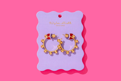 Dottie Gold Plated w/ Round Balls Hoop Earrings