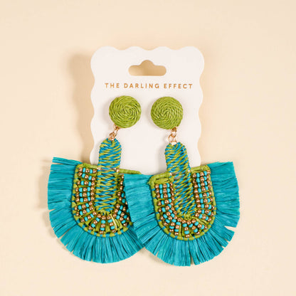 Teal Fringe Earrings