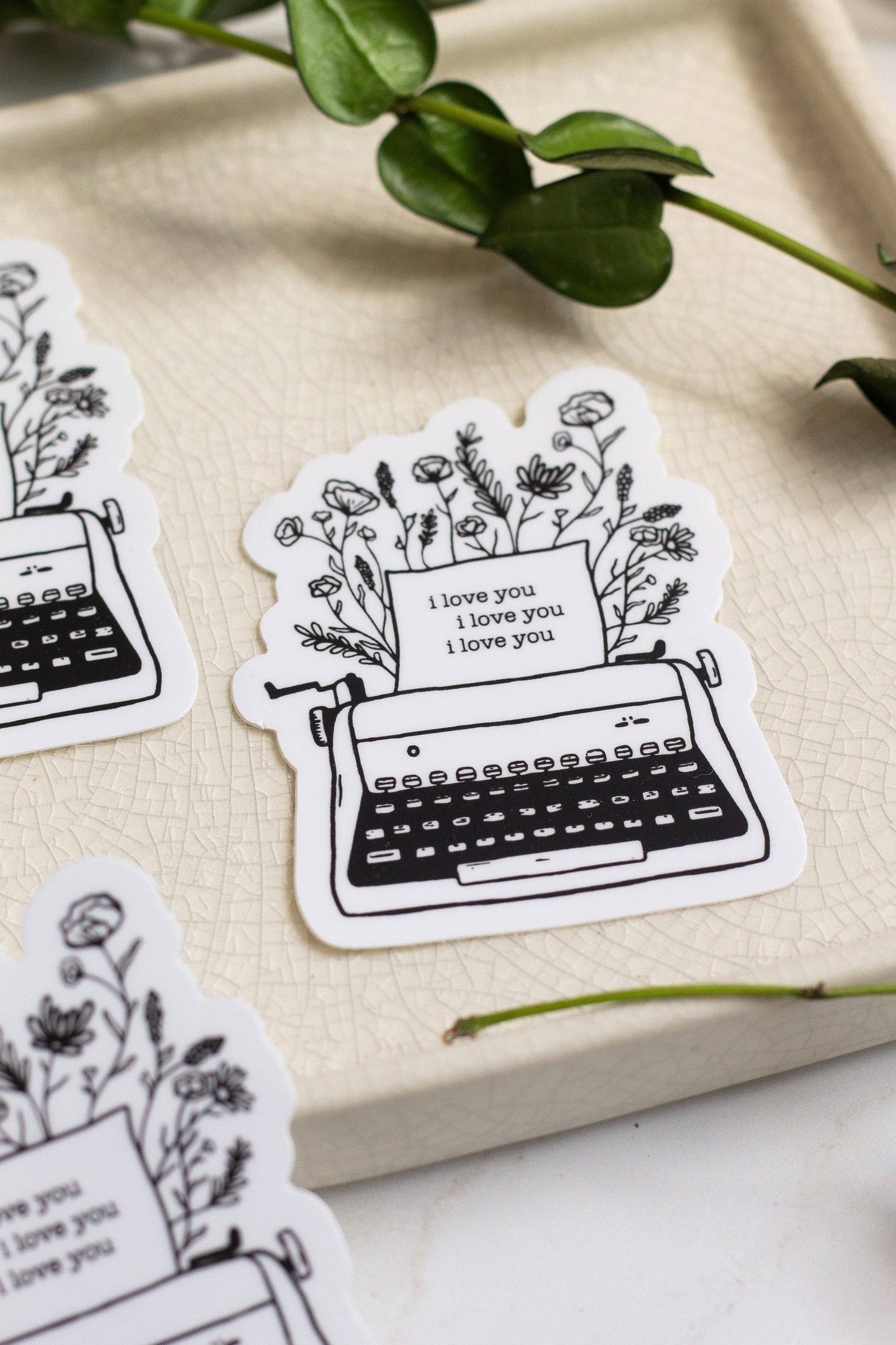 Floral Typewriter Sticker