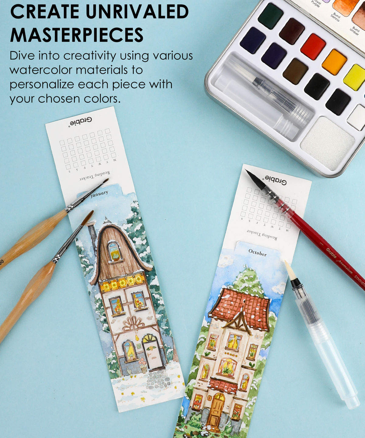 Watercolor Bookmarks: Townhouse