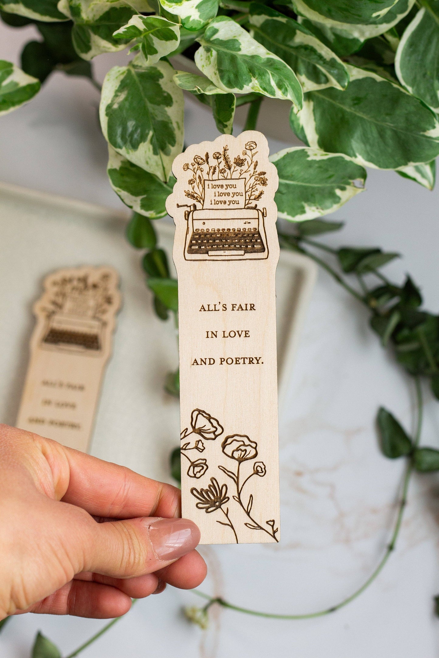 All's Fair in Love and Poetry Wooden Bookmark