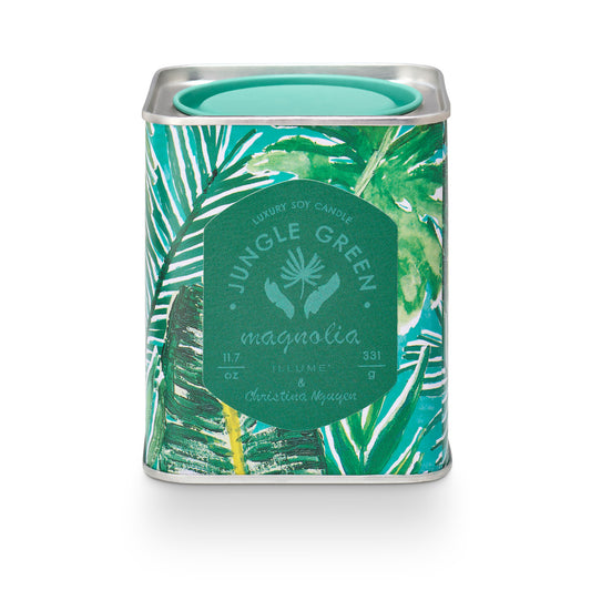 Jungle Green Magnolia Printed Tin Candle