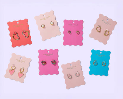 Jane Pink Enamel Heart Charms Huggie Earrings