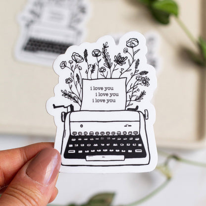 Tortured Typewriter Floral Sticker