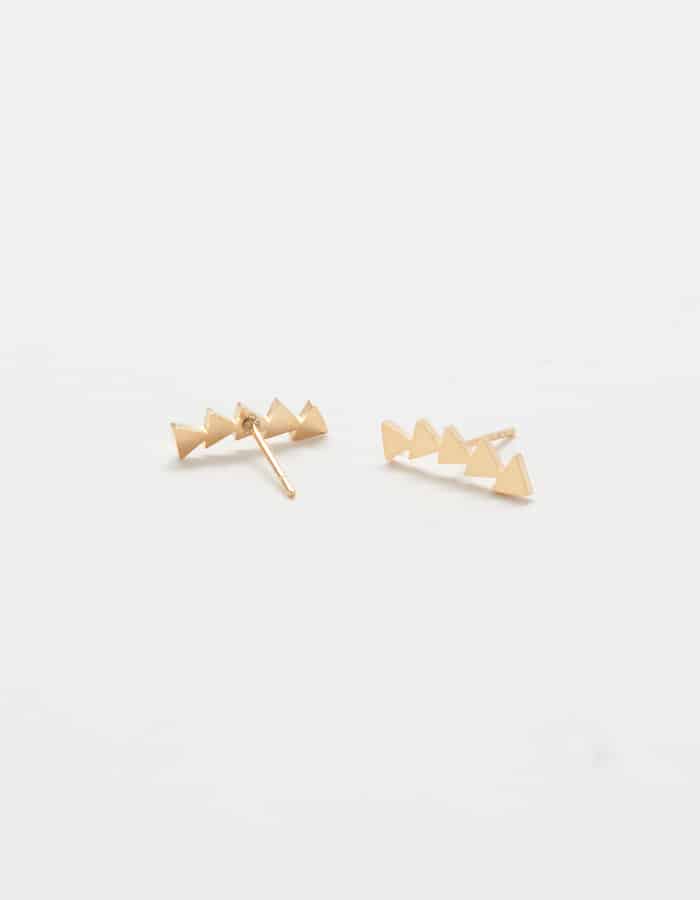 Gold Geometric Triangle Stud Ear Crawlers