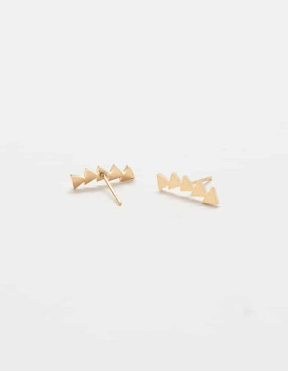 Gold Geometric Triangle Stud Ear Crawlers