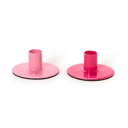 Pink Metal Taper Candle Holder