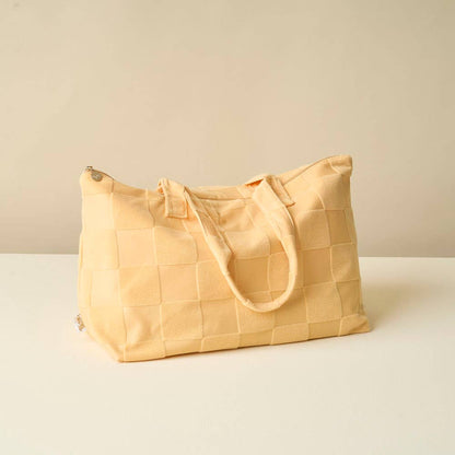 Peach Check Terry Tote