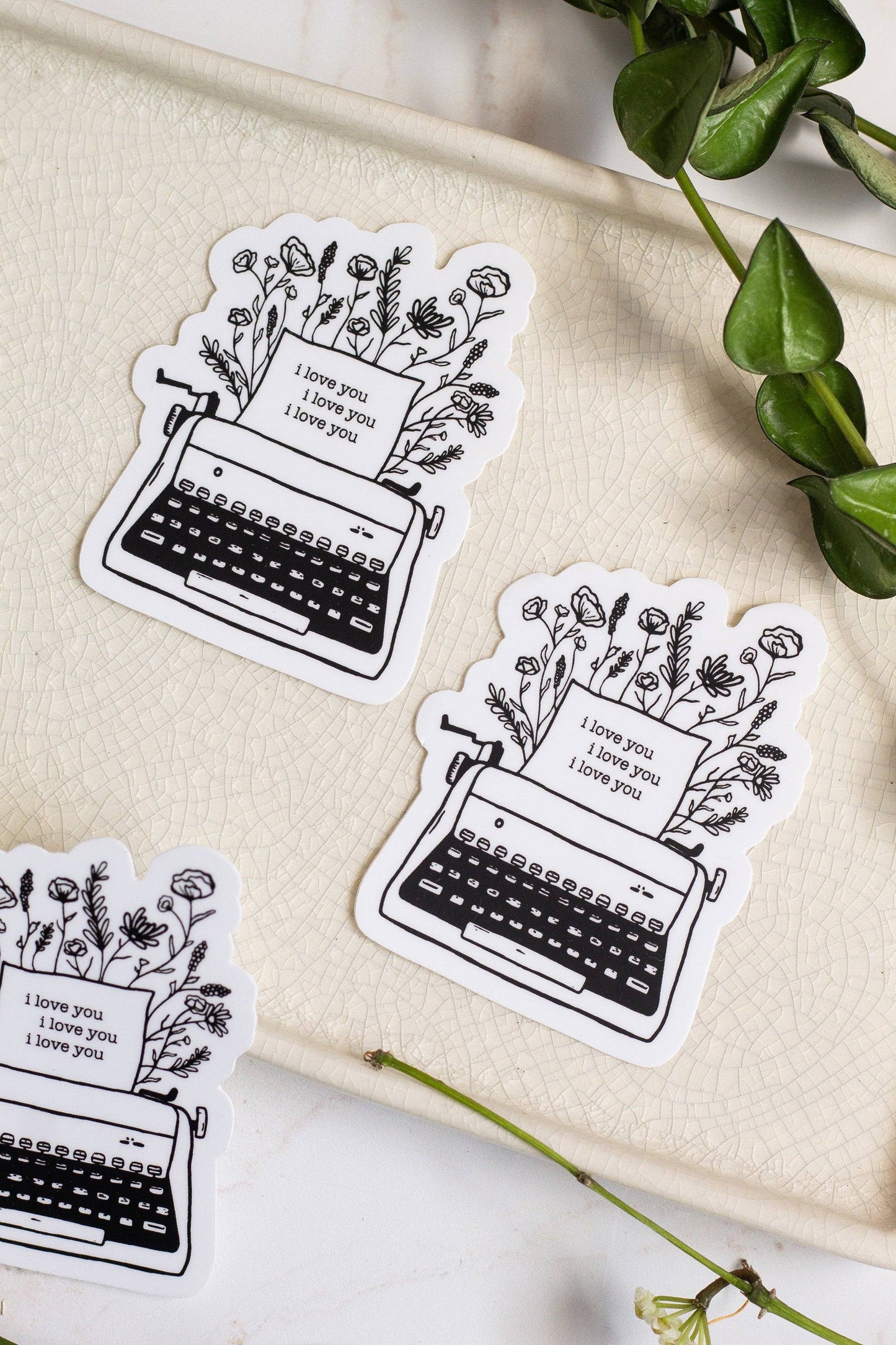 Floral Typewriter Sticker