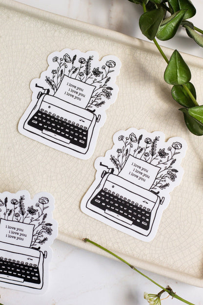 Tortured Typewriter Floral Sticker