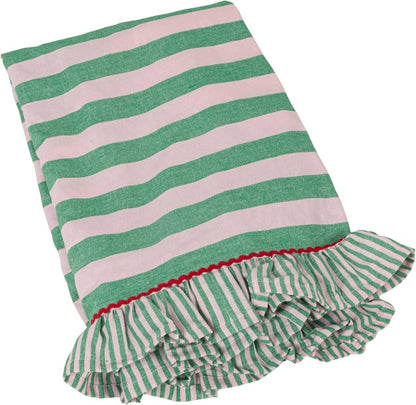 Ruffle & Ric Rac Striped Tablecloth