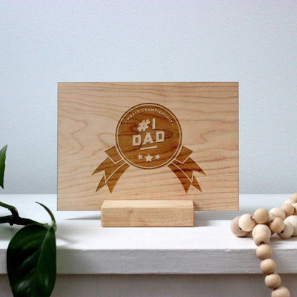 Number One Dad | Wooden Greeting Card with Stand