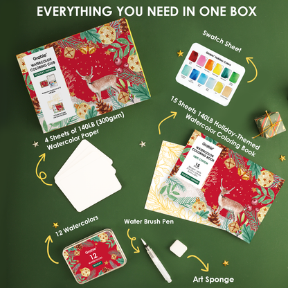 Watercolor Coloring Club Box: Holiday
