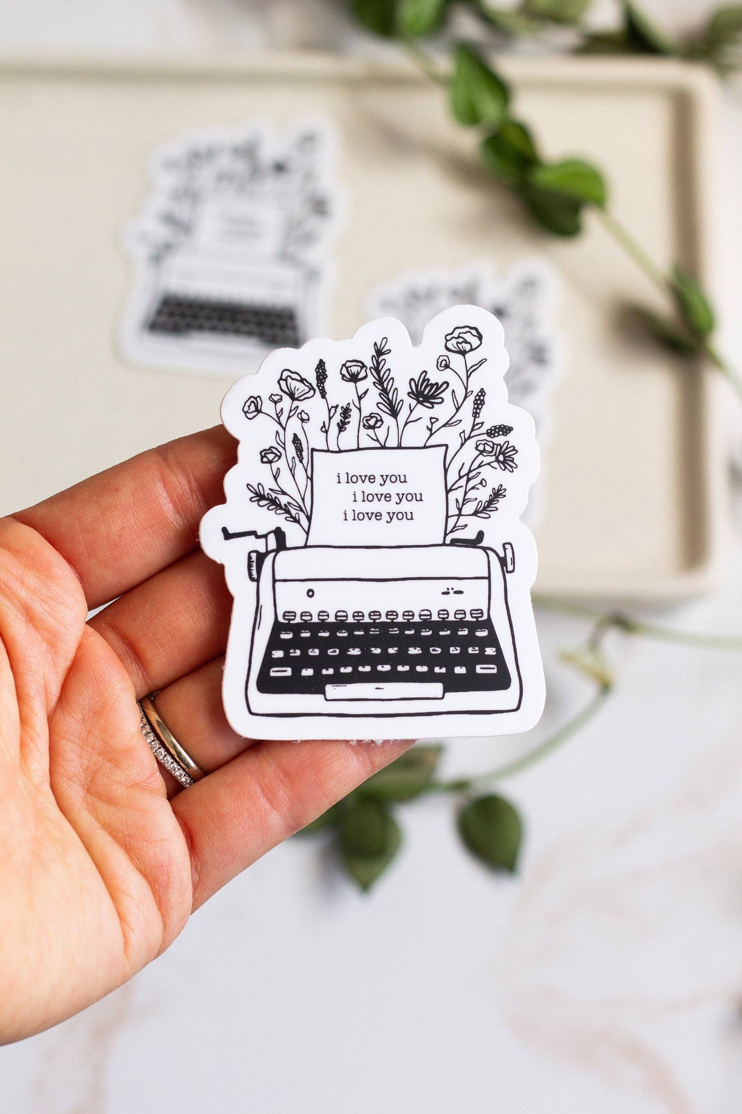 Floral Typewriter Sticker